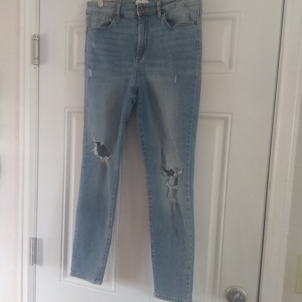 Sofia Vergara Distressed Skinny Highwaist Rosa Curvy Ankle Jean Sz 10/12